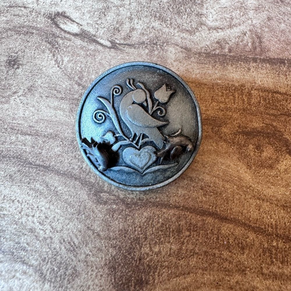TORINO Vintage Pewter Bird Pin and Earrings Set only Cottagecore Neutral